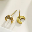 AISLEY Crescent Moon Stud Earrings Embellished with Zirconia Gemstones