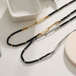 LORENA Black & Silver Beaded Paperclip Chain Necklace