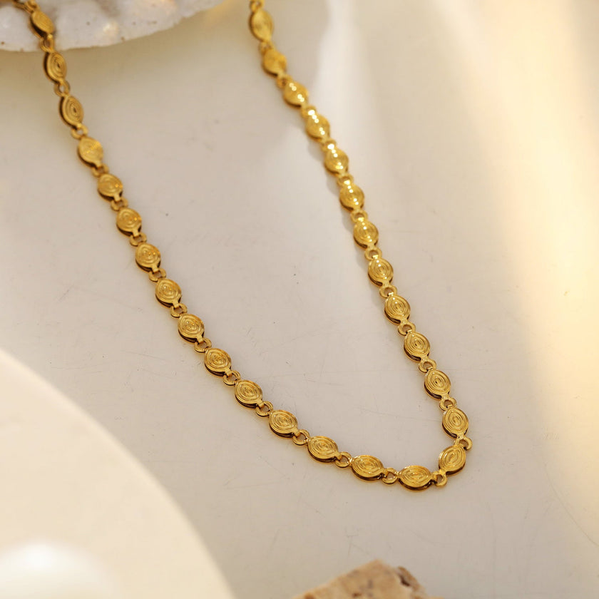 ANTHEA : Collier à chaîne ovale perlée à motifs
