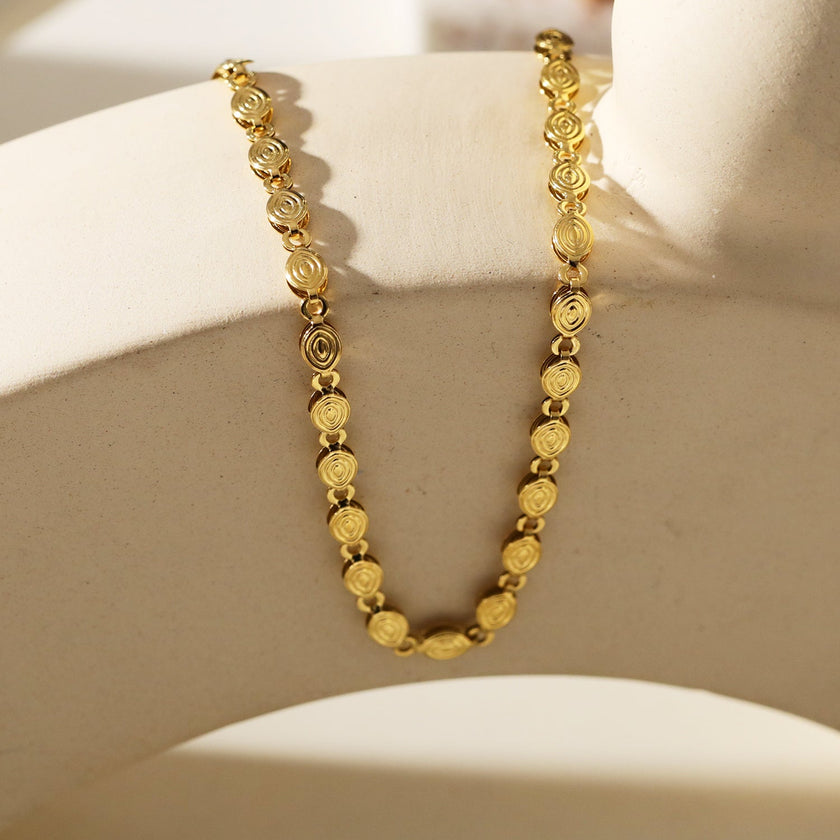 ANTHEA : Collier à chaîne ovale perlée à motifs