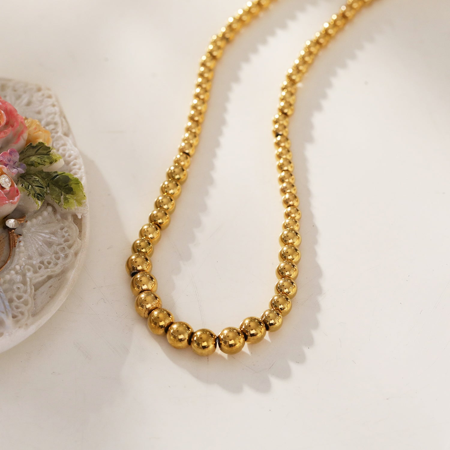 ELIF : Collier à maillons de perles de taille duo