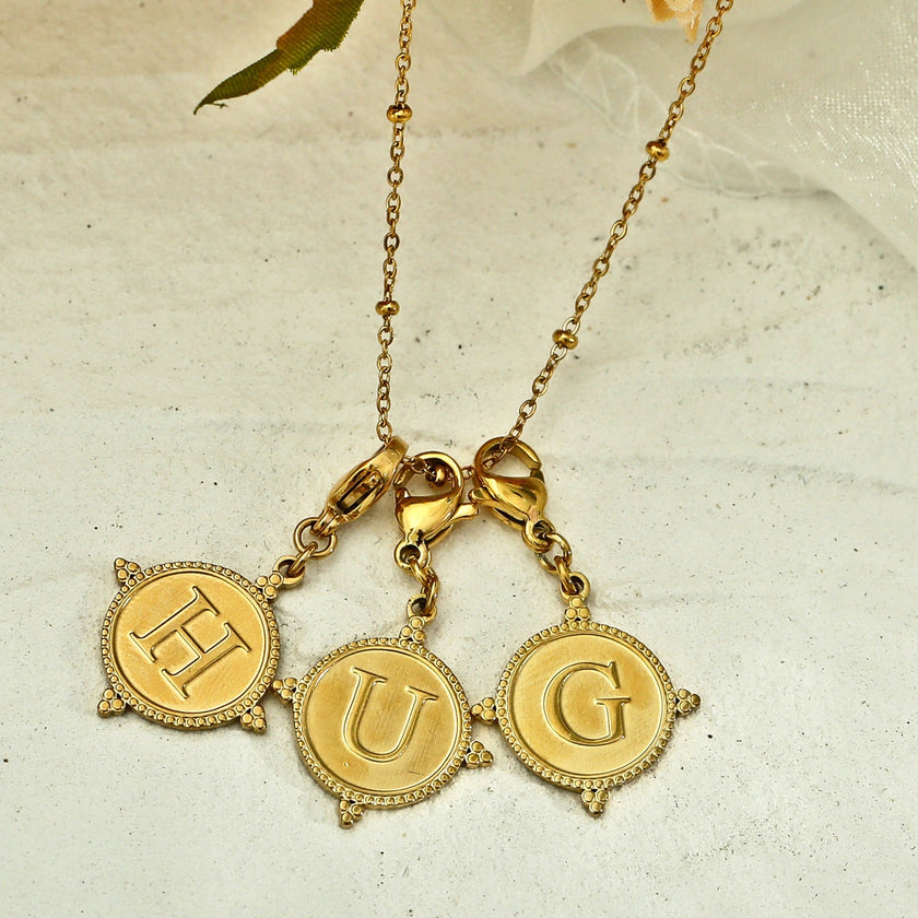 Gold Ornate Alphabet Letter Charms (A–Z) for Necklaces & Bracelets