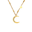 ALMERIA Gold: Celestial Magic - Zirconia Embedded Crescent Moon and Star Necklace