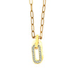CHICALA : Collier avec pendentif en forme d'ovale serti de zircons, sur chaîne à maillons plats.