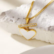 BONNYRIGG: Enamel Heart & Zirconia Embedded Bar Pendant Chain Necklace