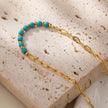 LIZBOA : Collier combiné chaîne à maillons et pierres de chalchite.