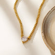 CROMER Zirconia Heart Pendant Ball-Bead Chain Necklace
