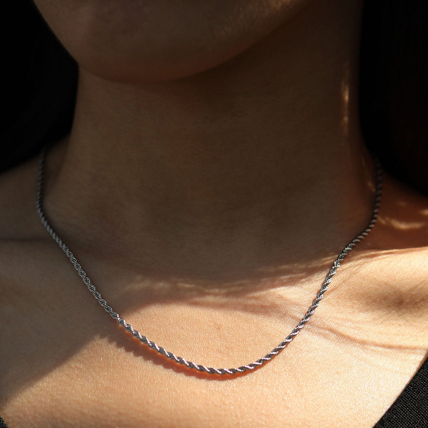 KIRA: Rope Chain Silver Necklace 16 Inches