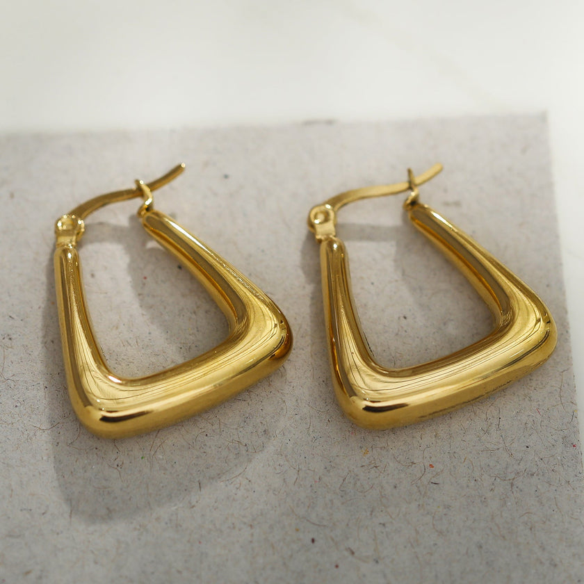 ANIKA Triangular Chunky Mini Hoop Gold Earrings