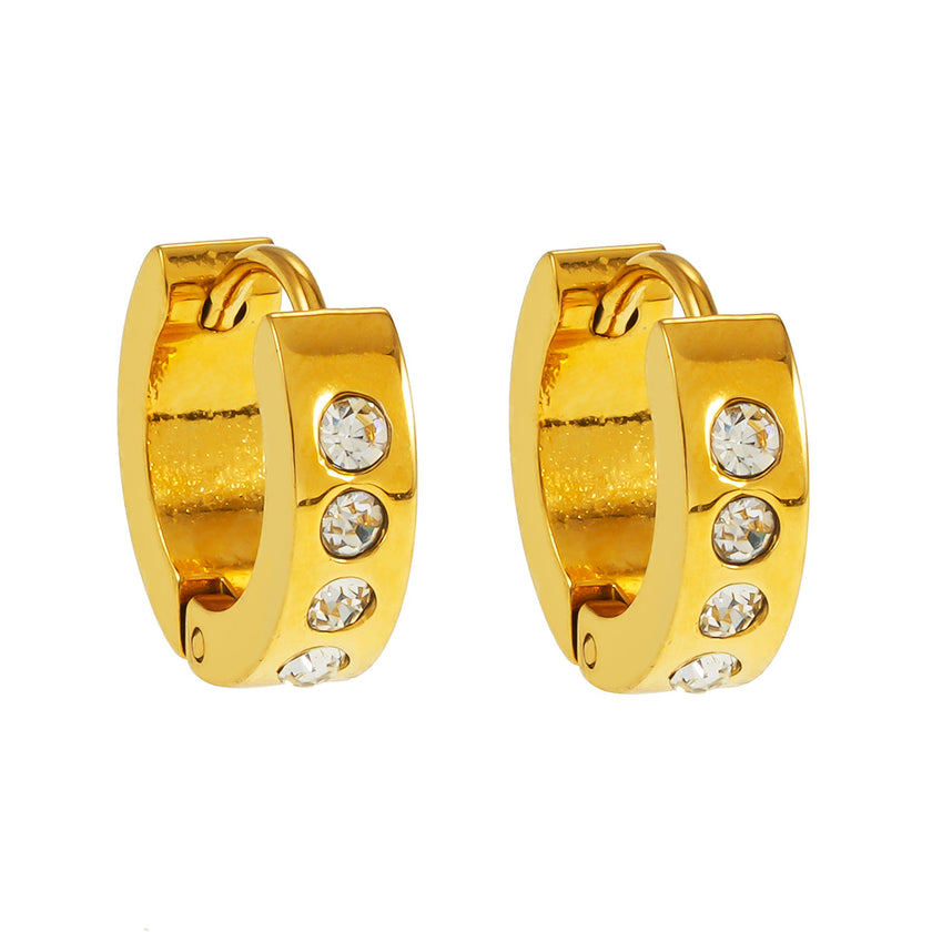 PAIA Gold : Boucles d'oreilles mini-cercles larges ornées d'une multitude de pierres précieuses en zircone (CZ).