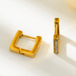 PAIA Gold: Tiny Squared Shape Hoop Earrings Embedded with Zirconia Gemstones