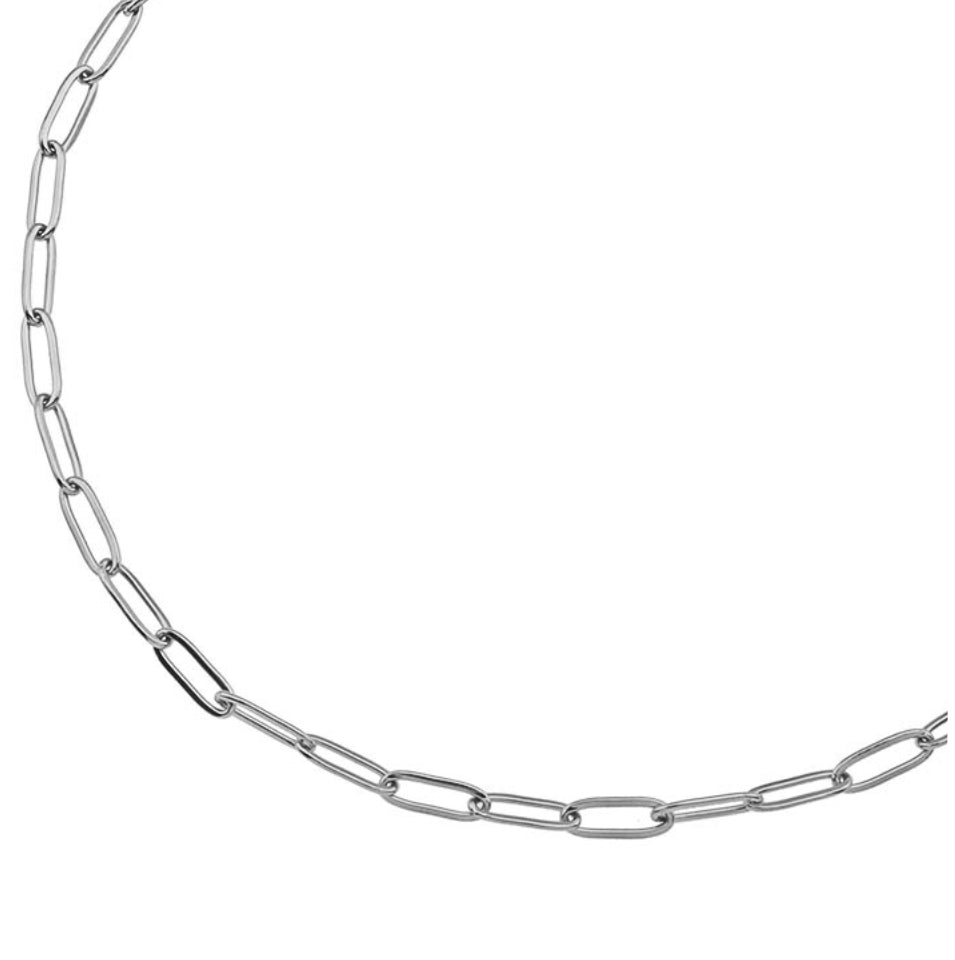 Collier en chaîne à maillons en forme de trombone, argenté, PALERMO Essential.