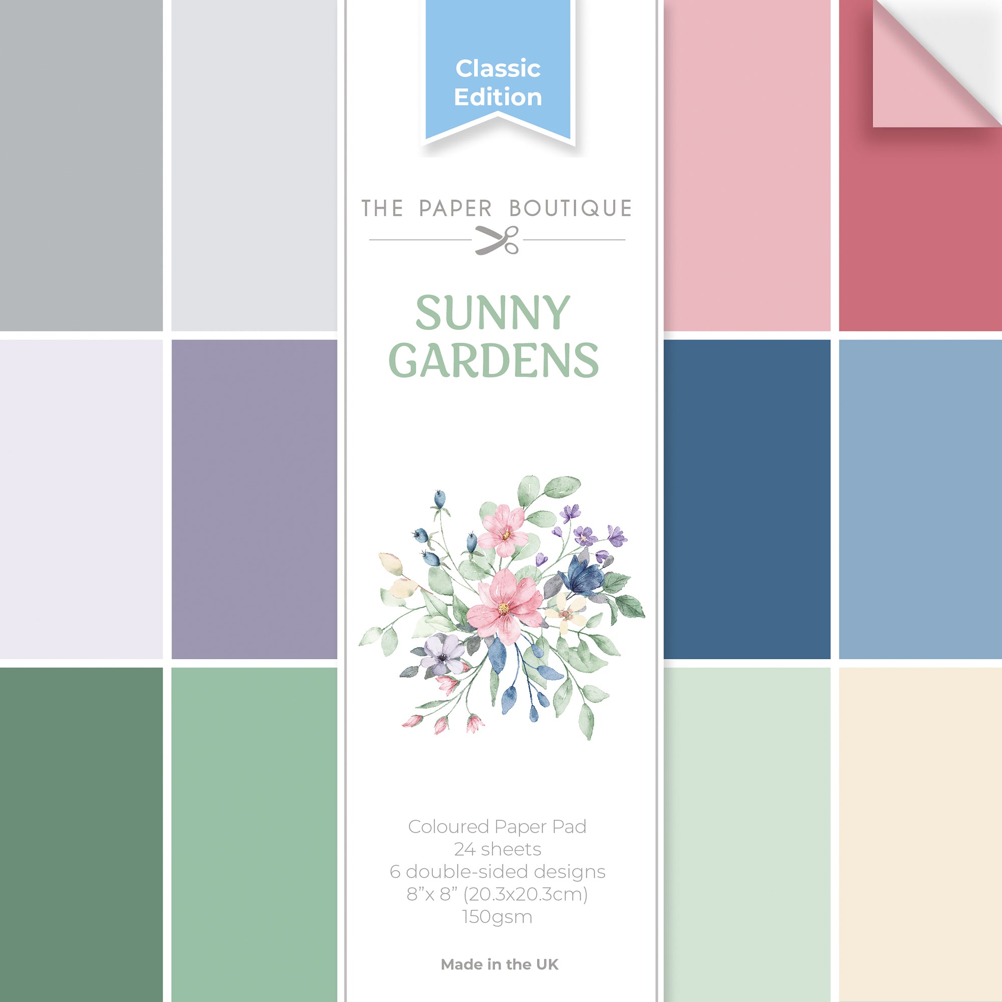 The Paper Boutique Sunny Gardens 8 in x 8 in Colour Card Pad