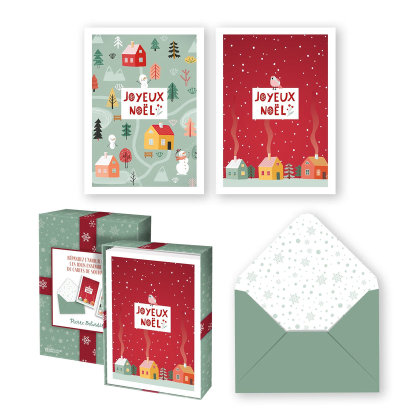PBI ACN - CARTE NOEL ENS. DE 10 JOYEUX NOEL VERT ET ROUGE 2024