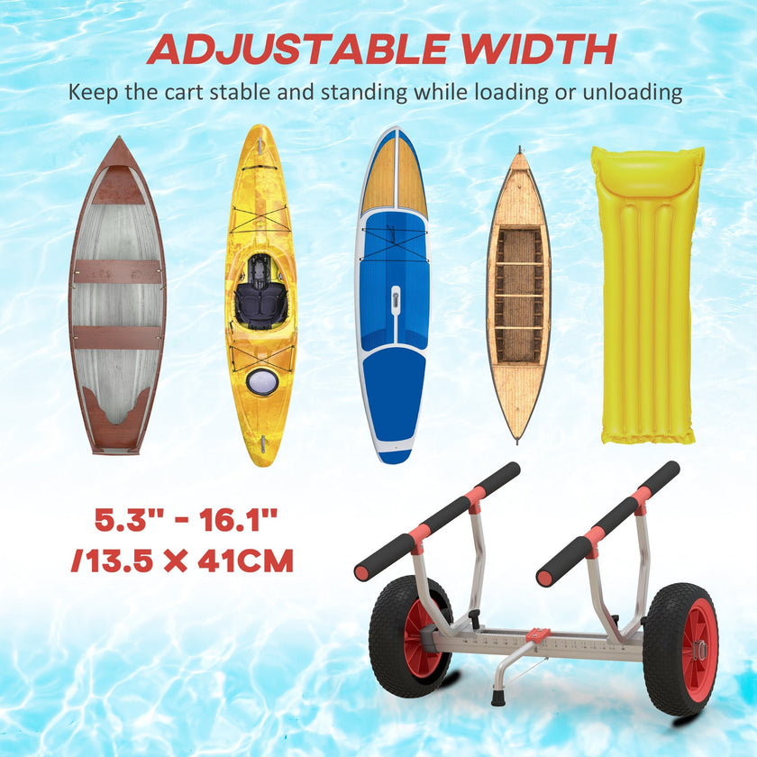 Soozier Kayak Cart Dolly Adjustable Width Transport Red