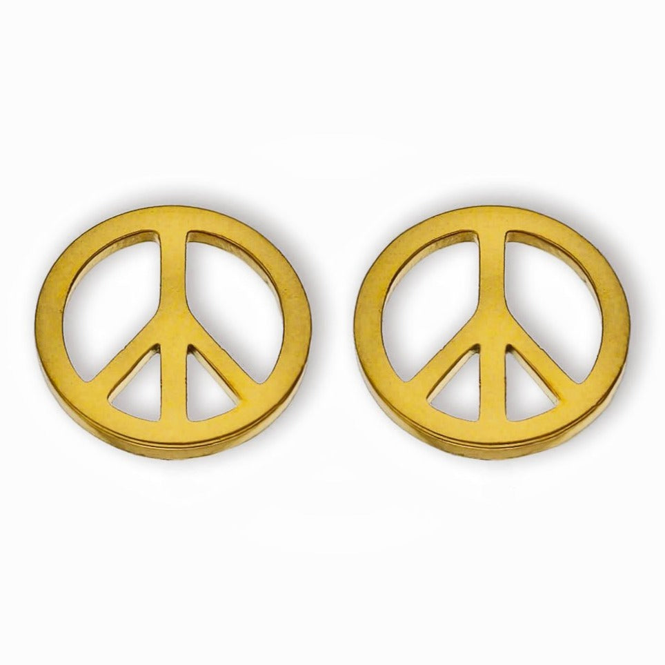 Boucles d'oreilles à logo PEACE en or