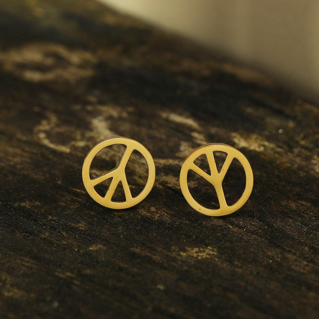 Boucles d'oreilles à logo PEACE en or