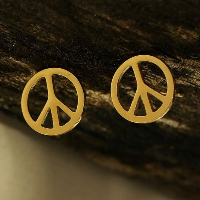 Boucles d'oreilles à logo PEACE en or