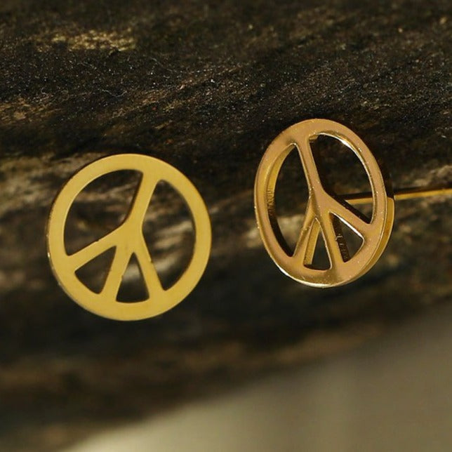 Boucles d'oreilles à logo PEACE en or