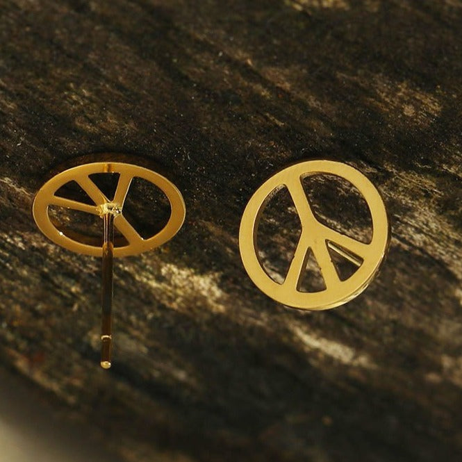 Boucles d'oreilles à logo PEACE en or