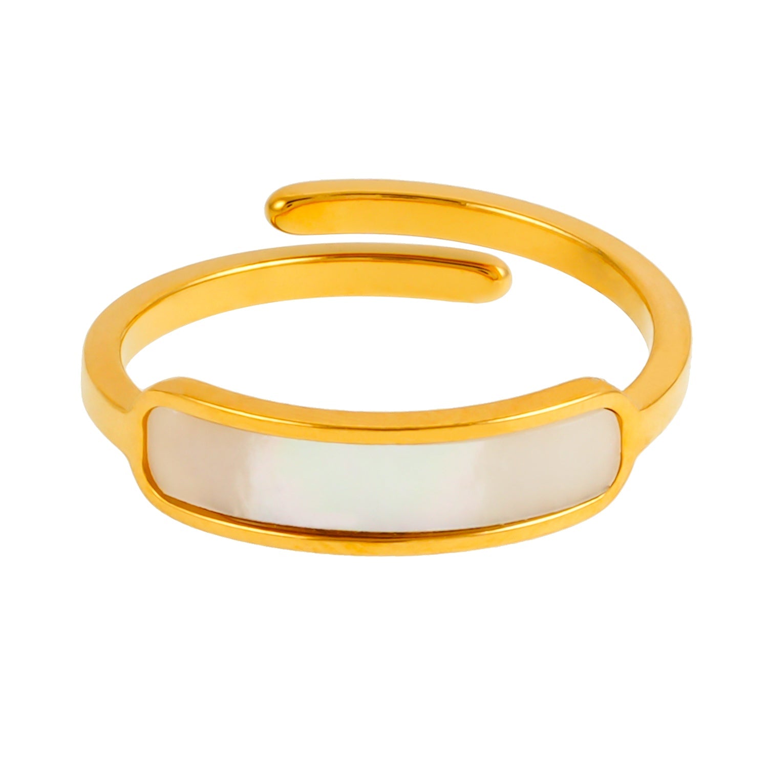 Bague PEILLON Gold : anneau minimaliste moderne avec coquille naturelle incrustée.
