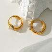 Style PELLA Gold: Mini Hoop Gold Earrings with Heart Shaped Moissanite