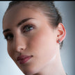 PELLA White Gold (Silver Toned): Mini Hoop Earrings with Heart Shaped Moissanite