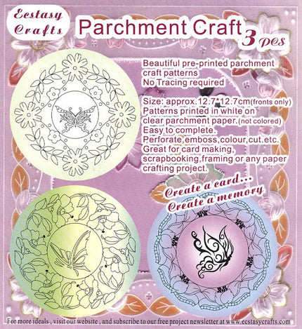 3 Parchment Patterns -Flowers & Butterflies