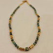 PHILIPPA : Collier en pierres de turquoise africaine et perles d'or