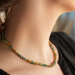 PHILIPPA : Collier en pierres de turquoise africaine et perles d'or