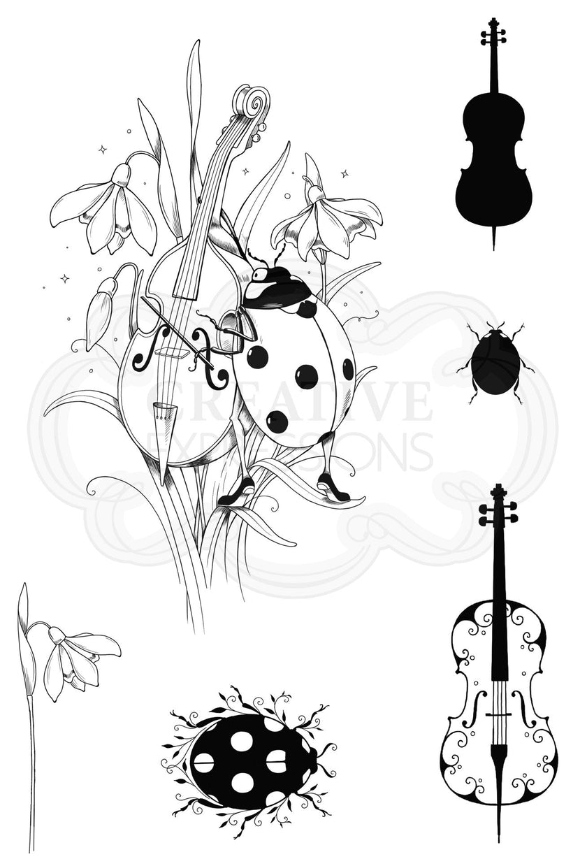 Pink Ink Designs The Cellist A6 Clear Stamp Set