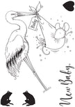 Pink Ink Designs Stork Mouse 3 in x 4 in Clear Stamp Set
