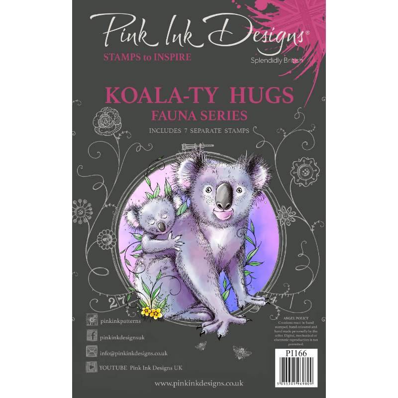 Pink Ink Designs Koala-ty Hugs 6 in x 8 in Clear Stamp Set