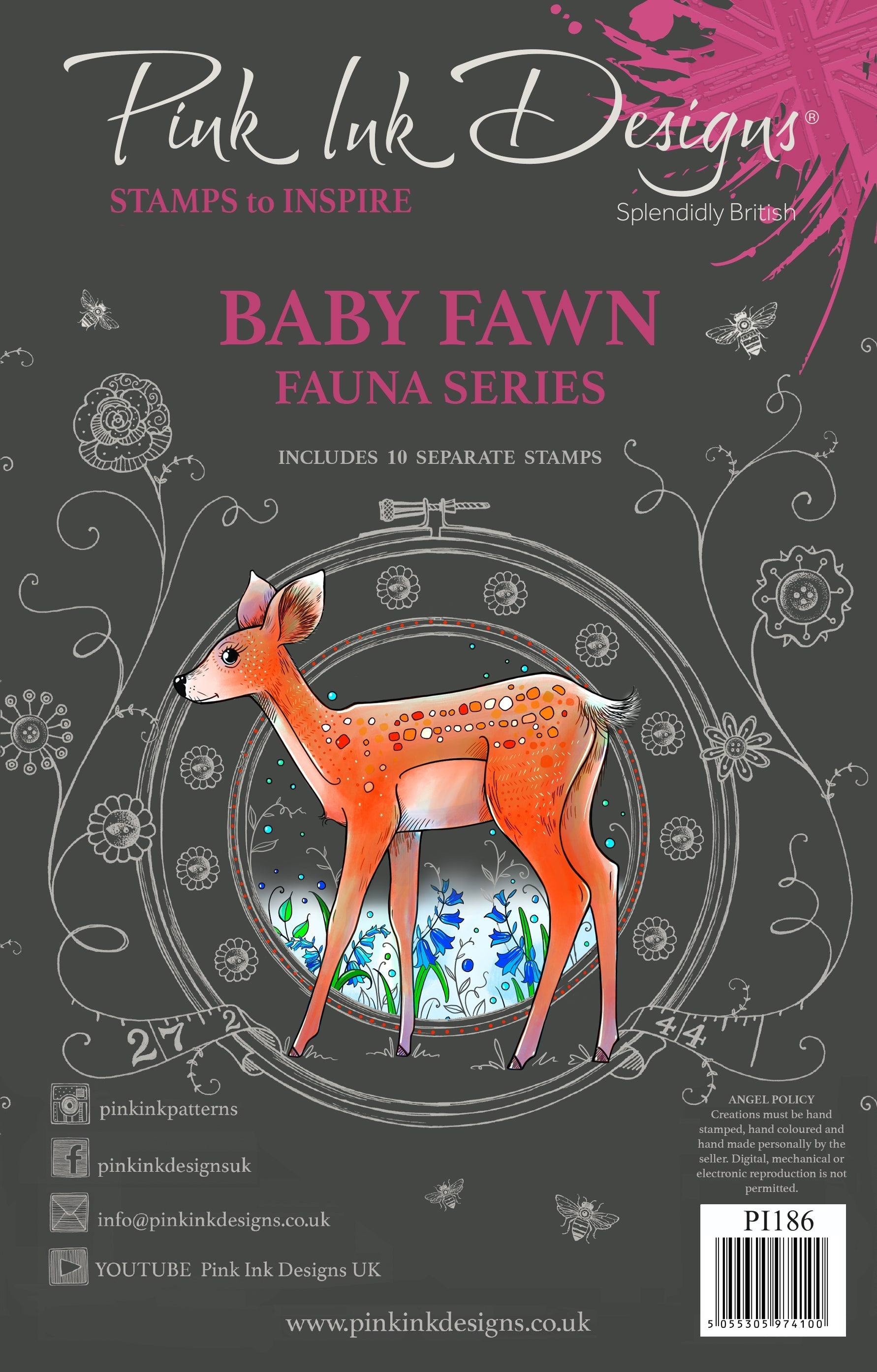 Pink Ink Designs Fawn 6 in x 8 in Clear Stamp Set