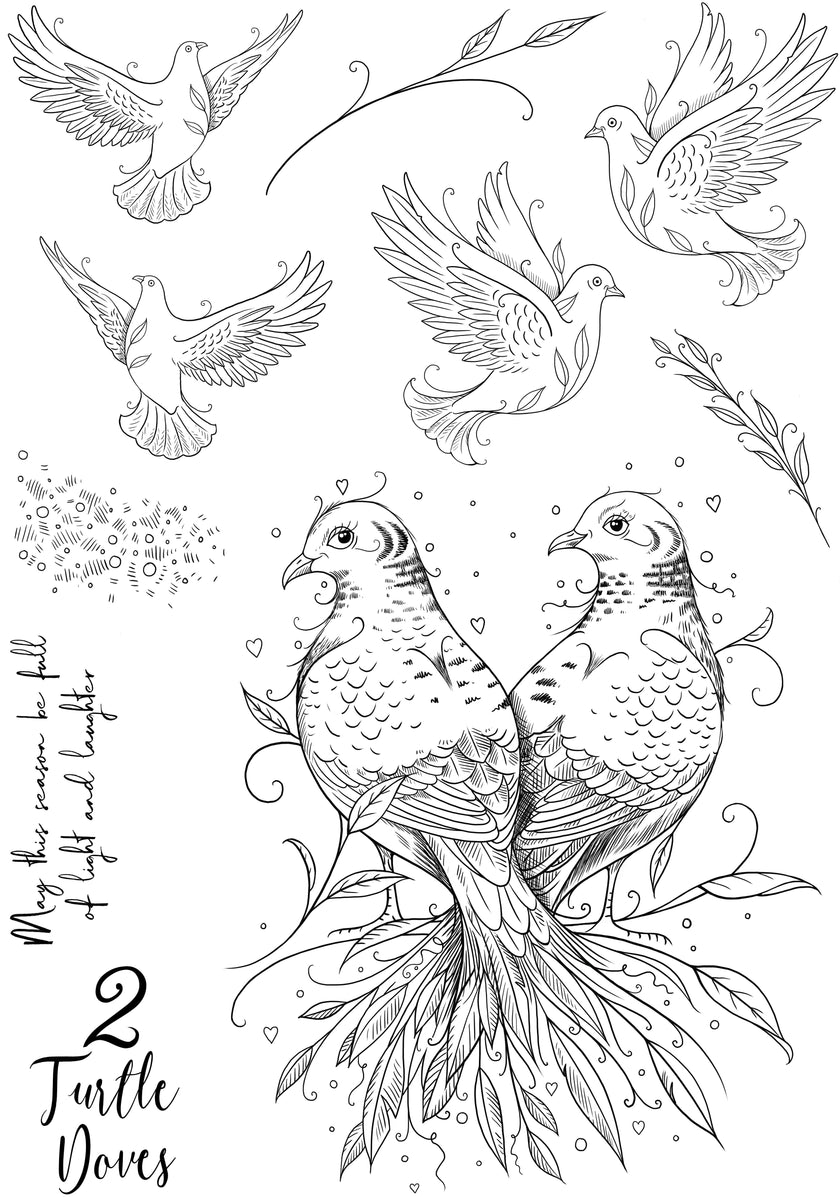 Pink Ink Designs Two Turtle Doves 6 in x 8 in Clear Stamp Set