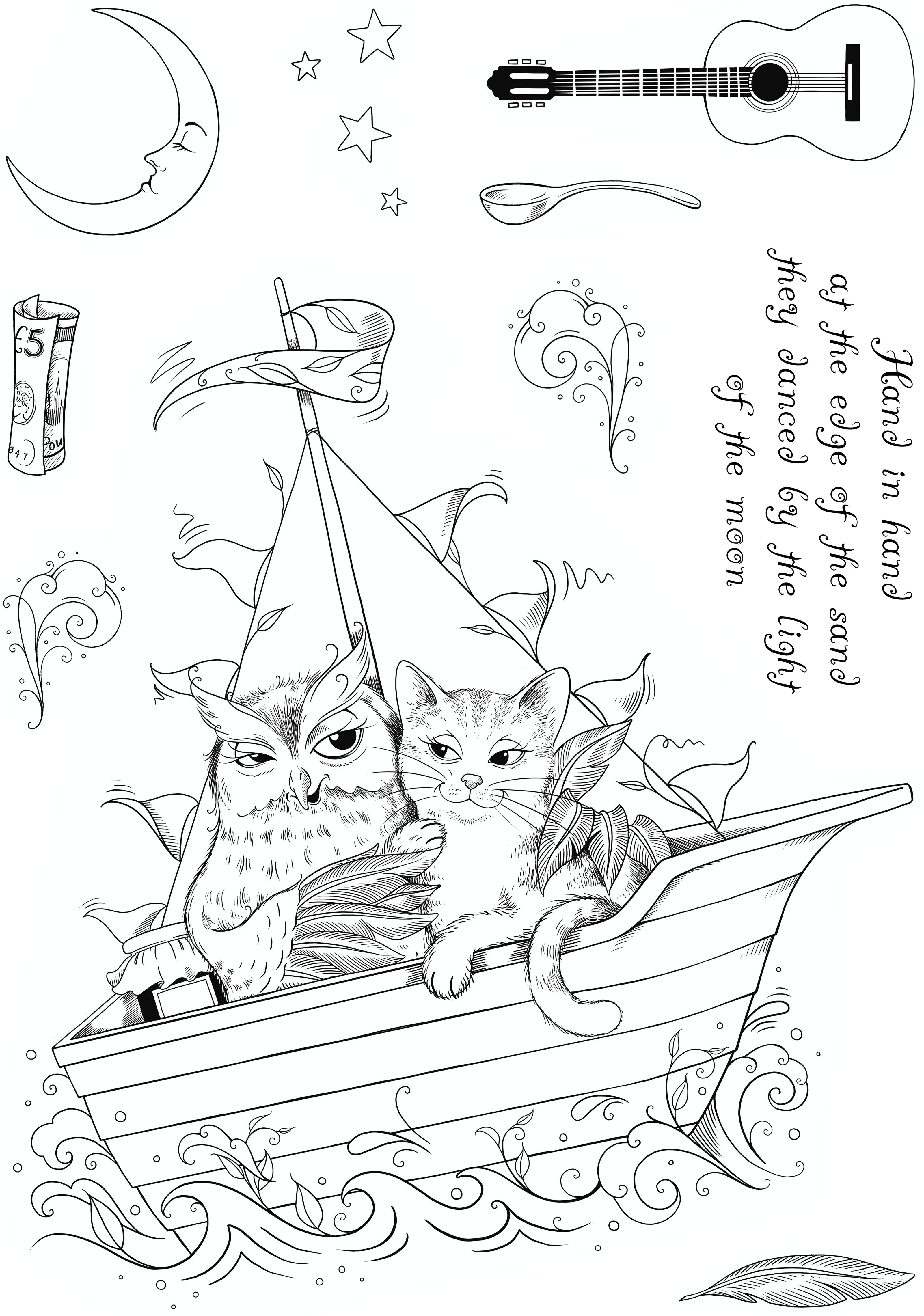 Pink Ink Designs The Owl & The Pussycat 6 in x 8 in Clear Stamp Set