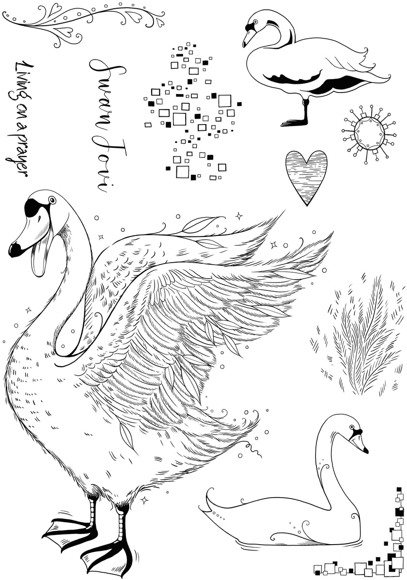 Pink Ink Designs Swan Jovi 6 in x 8 in Clear Stamp Set