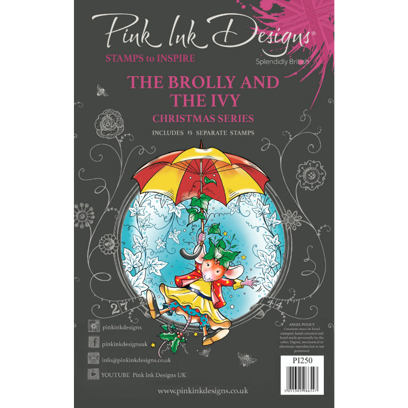 Pink Ink Designs The Brolly & The Ivy 6 in x 8 in Clear Stamp Set