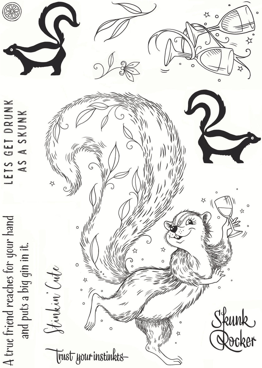 Pink Ink Designs Stinkin' Cute 6 in x 8 in Clear Stamp Set