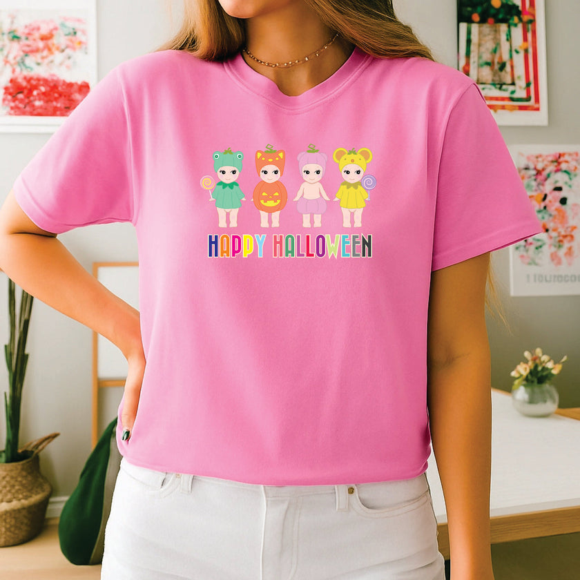 [Adult size] Halloween Sonny Angel T-Shirt – Cute Spooky Angel Graphic Tee, Unisex 100% Cotton