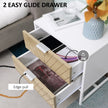 Emery Modern Bedside Table with 2 Drawers and Steel Legs-White/Oak