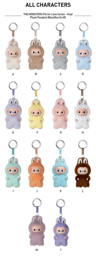 Labubu - The Monsters Pin for Love Series (A-M) Vinyl Plush Pendant Blind Box (1 Random Box)