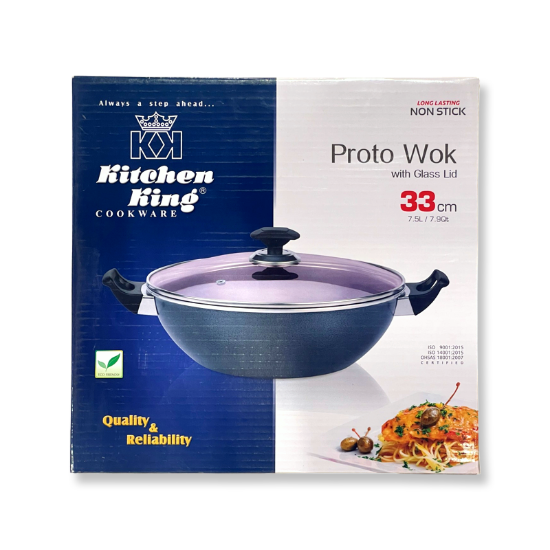 Kitchen King (Non-Stick) Wok with Glass Lid