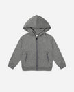 Zip-Up Tech Hoodie | Heathered Black | Rylee & Cru