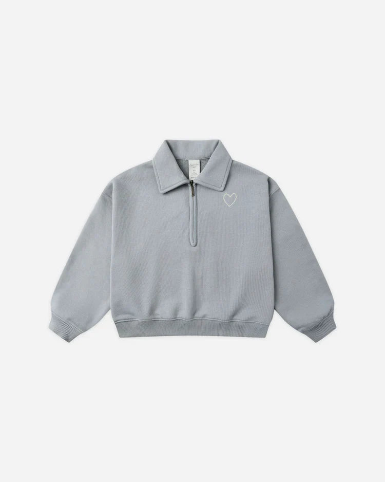 Quarter Zip Sweatshirt | Dusty Blue | Rylee & Cru