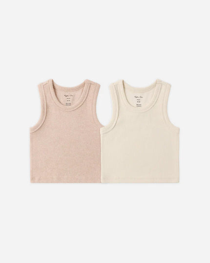 Ribbed Tank Set | Shell, Heathered  Blush | Rylee & Cru