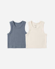 Ribbed Tank Set |  Natural, Heathered  Marine | Rylee & Cru
