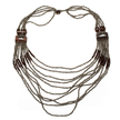 Long Multi Strand Necklace With Wood Detail