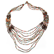 Long Multi Strand Necklace With Wood Detail