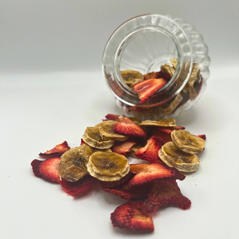 Fraises et bananes déshydratées